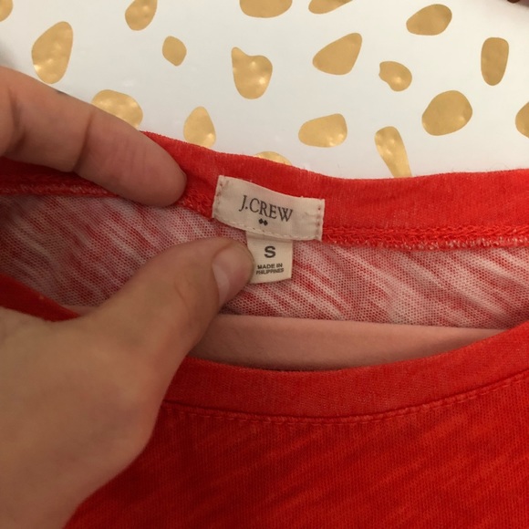 J. Crew Red Long Sleeve Stripe Boatneck Tee - Picture 5 of 7